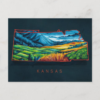Carte Postale Art cartographique du Kansas