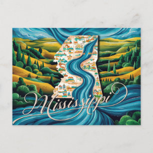 Carte Postale Art cartographique du Mississippi