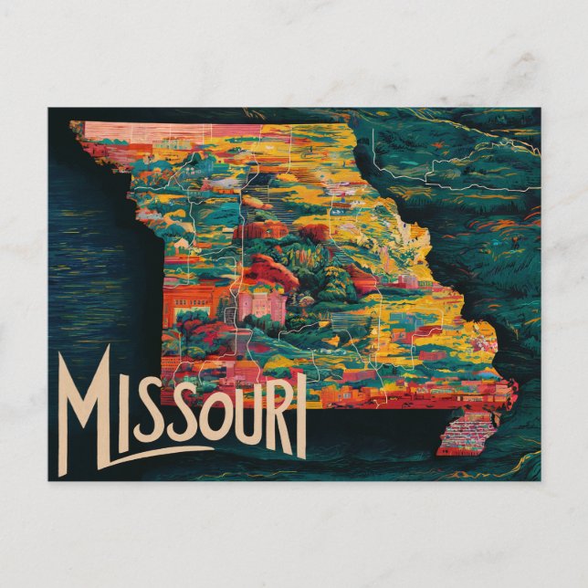 Carte Postale Art cartographique du Missouri (Devant)