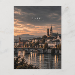 Carte Postale Art cinématique monochrome de la ville de Bâle
