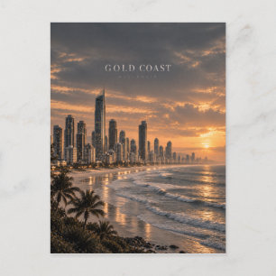Carte Postale Art cinématique monochrome de la ville de Gold Coa