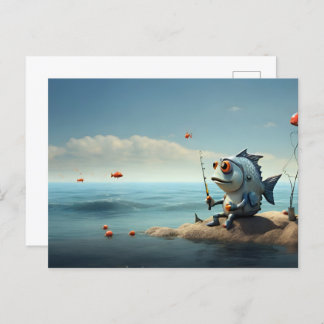 Carte Postale Art conceptuel de la pêche du poisson