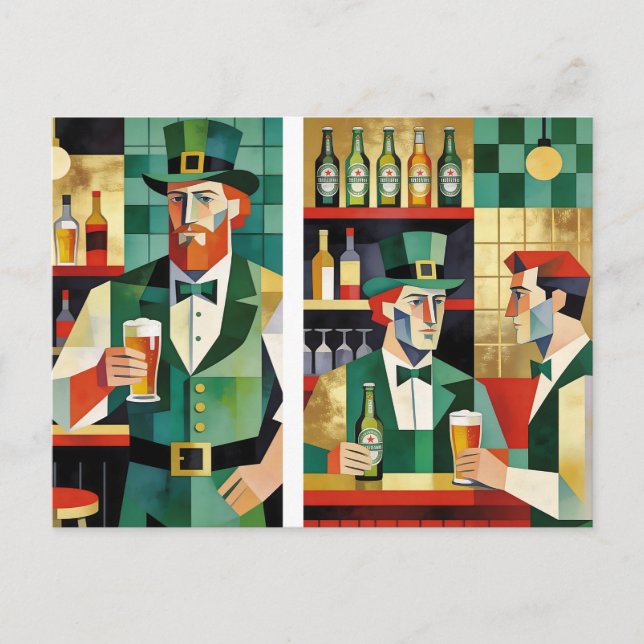 Carte Postale Art cubiste moderne de pub irlandais (Devant)