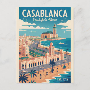 Carte Postale Art d'affiche de voyage rétro Casablanca Maroc