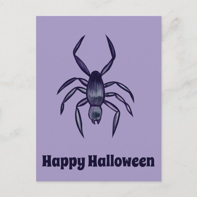 Carte Postale Art d'araignée violette d'Halloween effrayant      (Devant)