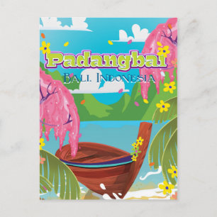 Carte Postale Art de affiche de voyage en dessin animé de Padang