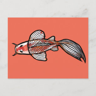 Carte Postale Art de bassin de Koi Kois Conceptions de carpes ca
