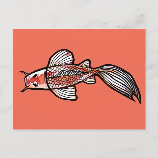 Carte Postale Art de bassin de Koi Kois Conceptions de carpes ca (Devant)