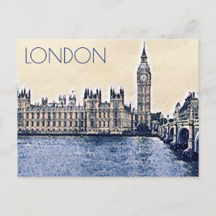 Carte Postale Art de Big Ben London Watercolor