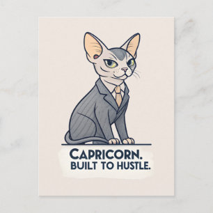 Carte Postale Art de Capricorne Zodiaque Chat Sphynx Construit p