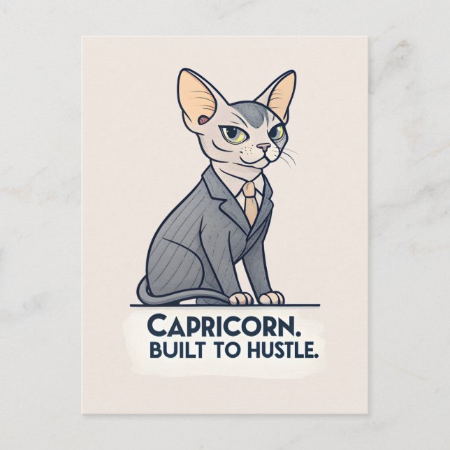 Carte Postale Art de Capricorne Zodiaque Chat Sphynx Construit p (Devant)