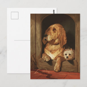 Carte Postale Art de chien Bloodhound et Westie victorien vintag