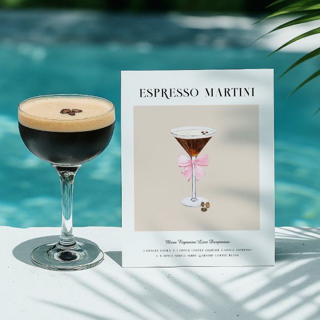 Carte Postale Art de cocktail chic | Recette de Martini Espresso (Créateur téléchargé)
