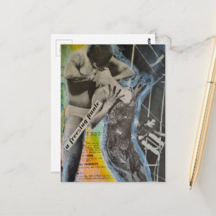 Carte Postale Art de collage de finale de couple de ballet rétro