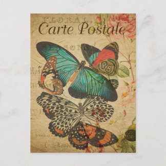 Carte Postale Art de collage floral papillon vintage moderne