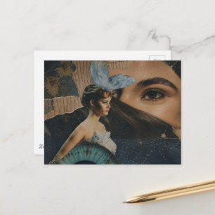 Carte Postale Art de collage surréaliste Boule oculaire et Poupé