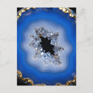 Carte Postale Art de cristal de géode d'agate bleue à bordure do
