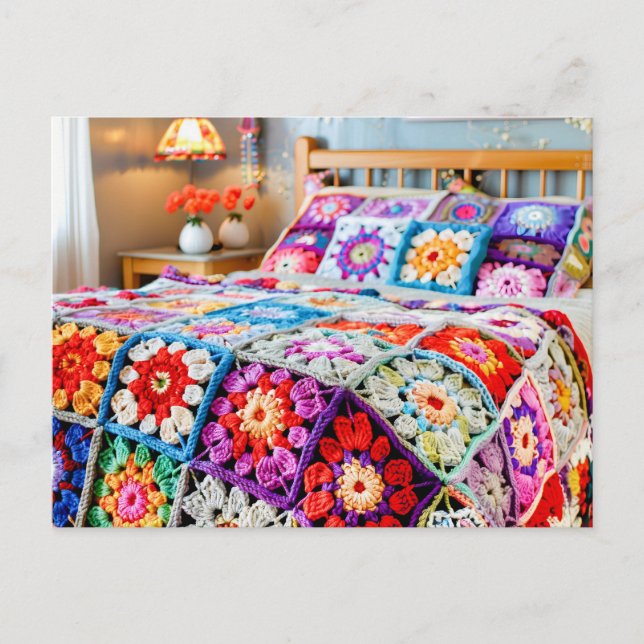Carte Postale Art de crochet Granny Square (Devant)