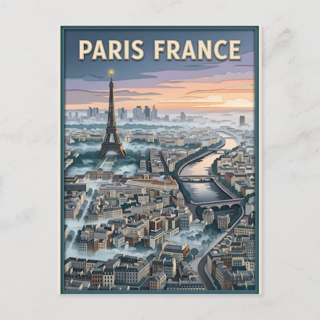 Carte Postale Art de découpe de papier Paris France  (Devant)