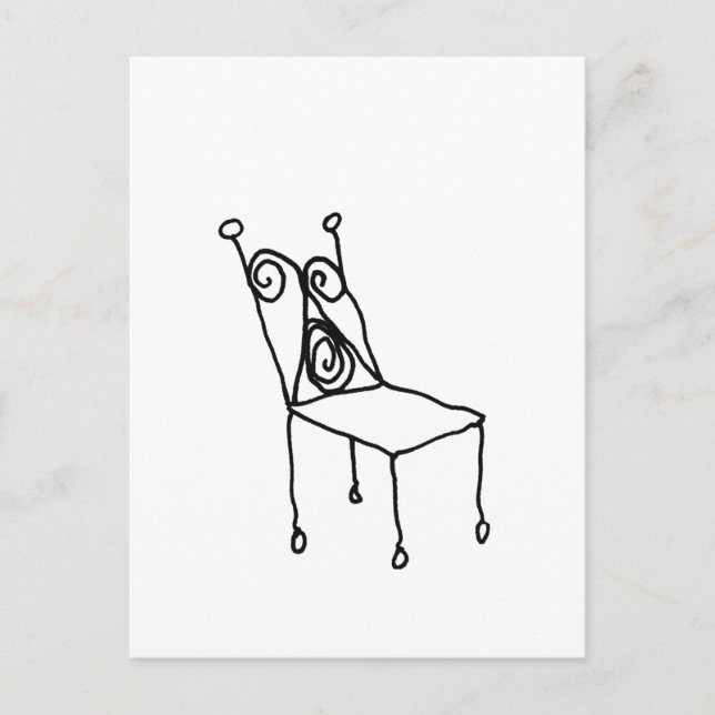 Carte Postale Art de dessin de chaise en ligne  (Devant)