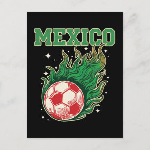 Carte Postale Art de fan de football mexicain rétro avec ballon 
