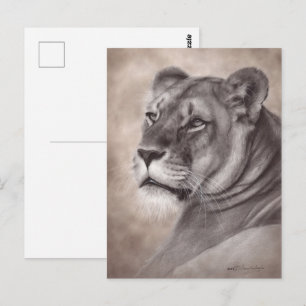 Carte Postale Art de faune de lionne peinte à la main