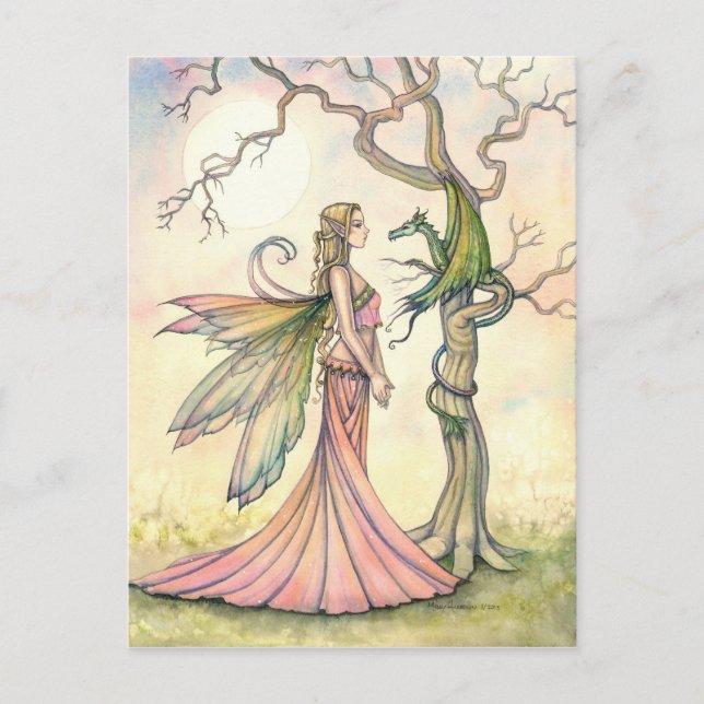 Carte Postale Art de fée mystique et de dragon (Devant)