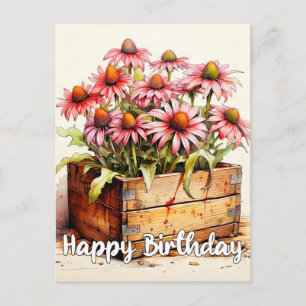Carte Postale Art de fleur d'aster fraîchement plantée