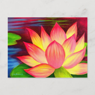 Carte Postale Art de fleur de nénuphar de Lotus de Chinois -