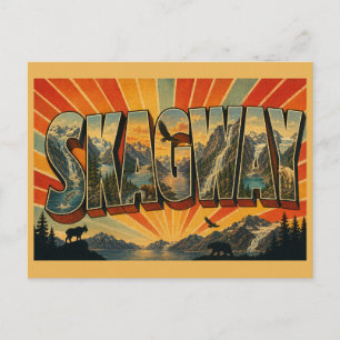 Carte Postale Art de la cascade de montagne du fjord de Skagway