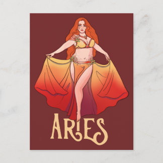 Carte Postale Art de la déesse du zodiaque Bélier Danseuse du ve