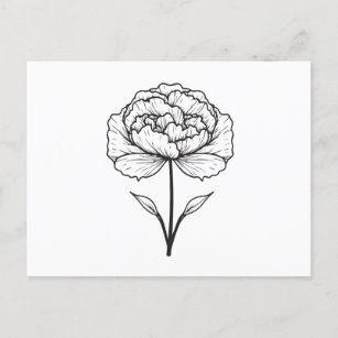 Carte Postale Art de la ligne de carnation en noir blanc