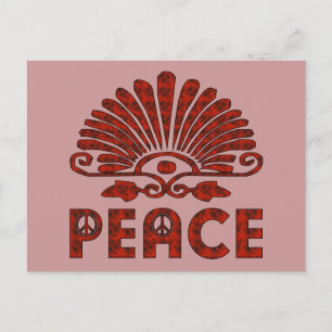 Carte Postale Art de la paix de tatouage rouge