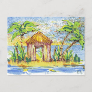 Carte Postale Art de la pop hutte tropicale