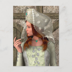 Carte Postale Art de la Renaissance Princesse Médiévale Vintage