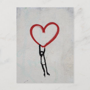 CARTE POSTALE ART DE LA RUE HEART & STICK MAN GRAFFITI WALL STRE