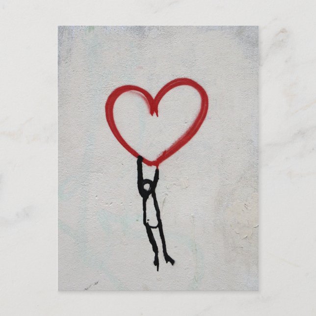 CARTE POSTALE ART DE LA RUE HEART & STICK MAN GRAFFITI WALL STRE (Devant)