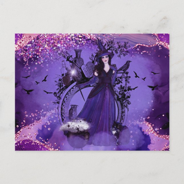 Carte Postale Art de la sorcière d'Halloween par Renee Lavoie (Devant)