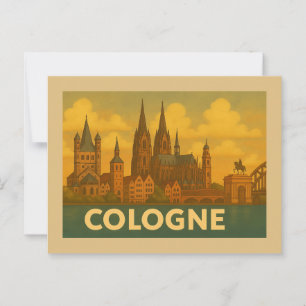 Carte Postale Art de la ville de Cologne en Allemagne