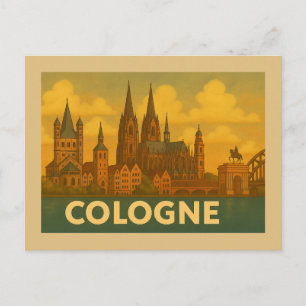 Carte Postale Art de la ville de Cologne en Allemagne