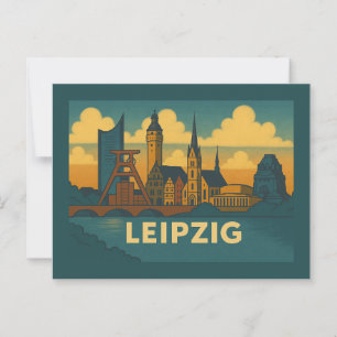 Carte Postale Art de la ville de Leipzig en Allemagne