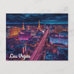 Carte Postale Art de la ville nocturne du Strip de Las Vegas