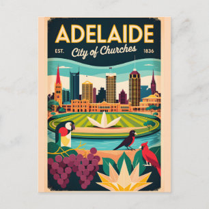 Carte Postale Art de l'affiche de voyage rétro d'Adélaïde Austra