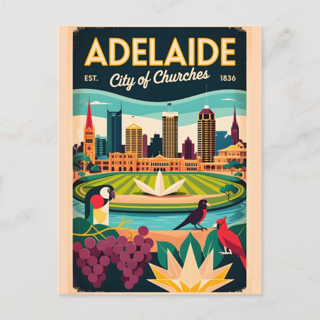 Carte Postale Art de l'affiche de voyage rétro d'Adélaïde Austra (Devant)