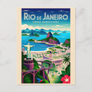 Carte Postale Art de l'affiche de voyage rétro de Rio de Janeiro
