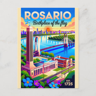 Carte Postale Art de l'affiche de voyage rétro Rosario Argentine