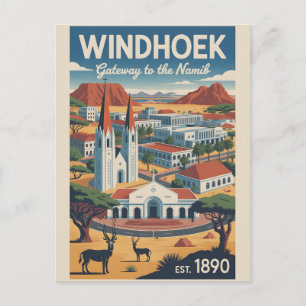 Carte Postale Art de l'affiche de voyage rétro Windhoek Namibie