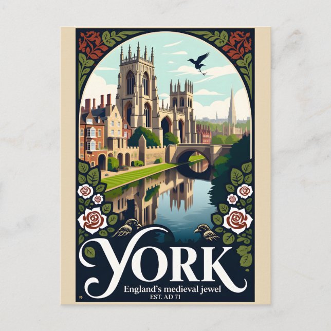 Carte Postale Art de l'affiche de voyage rétro York Angleterre (Devant)