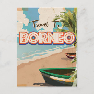 Carte Postale art de l'affiche de voyage vintage de Bornéo.