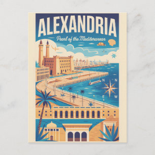 Carte Postale Art de l'affiche rétro de voyage à Alexandrie Egyp